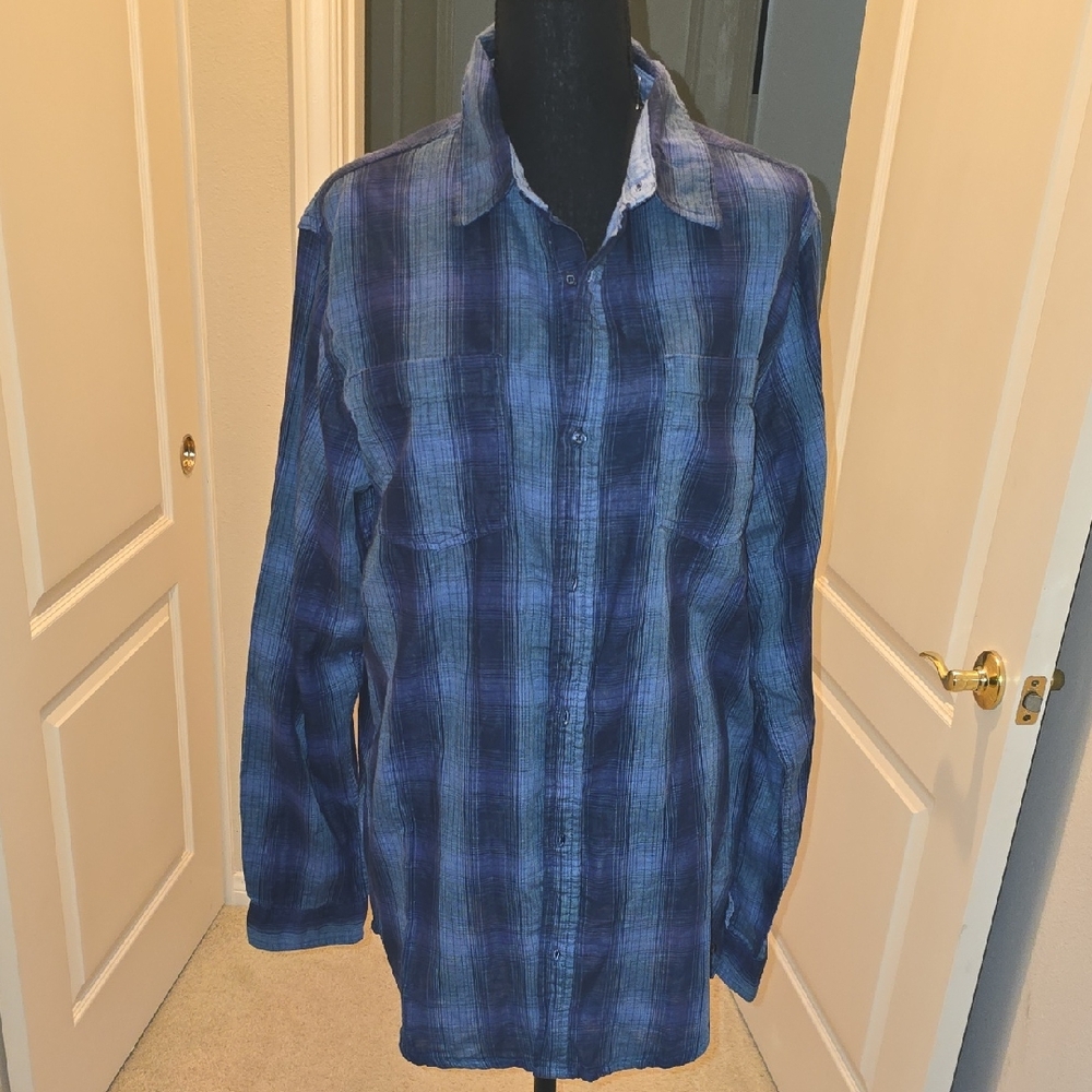 Hudson Jeans Navy Plaid Shirt